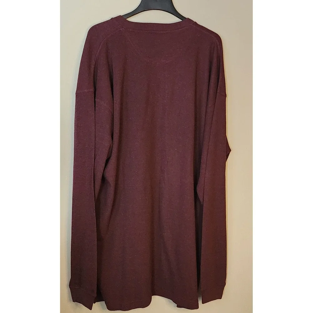 Falcon Bay Henley Sweater Mens 2XLT Burgundy NWT Knit Long Sleeve Tall